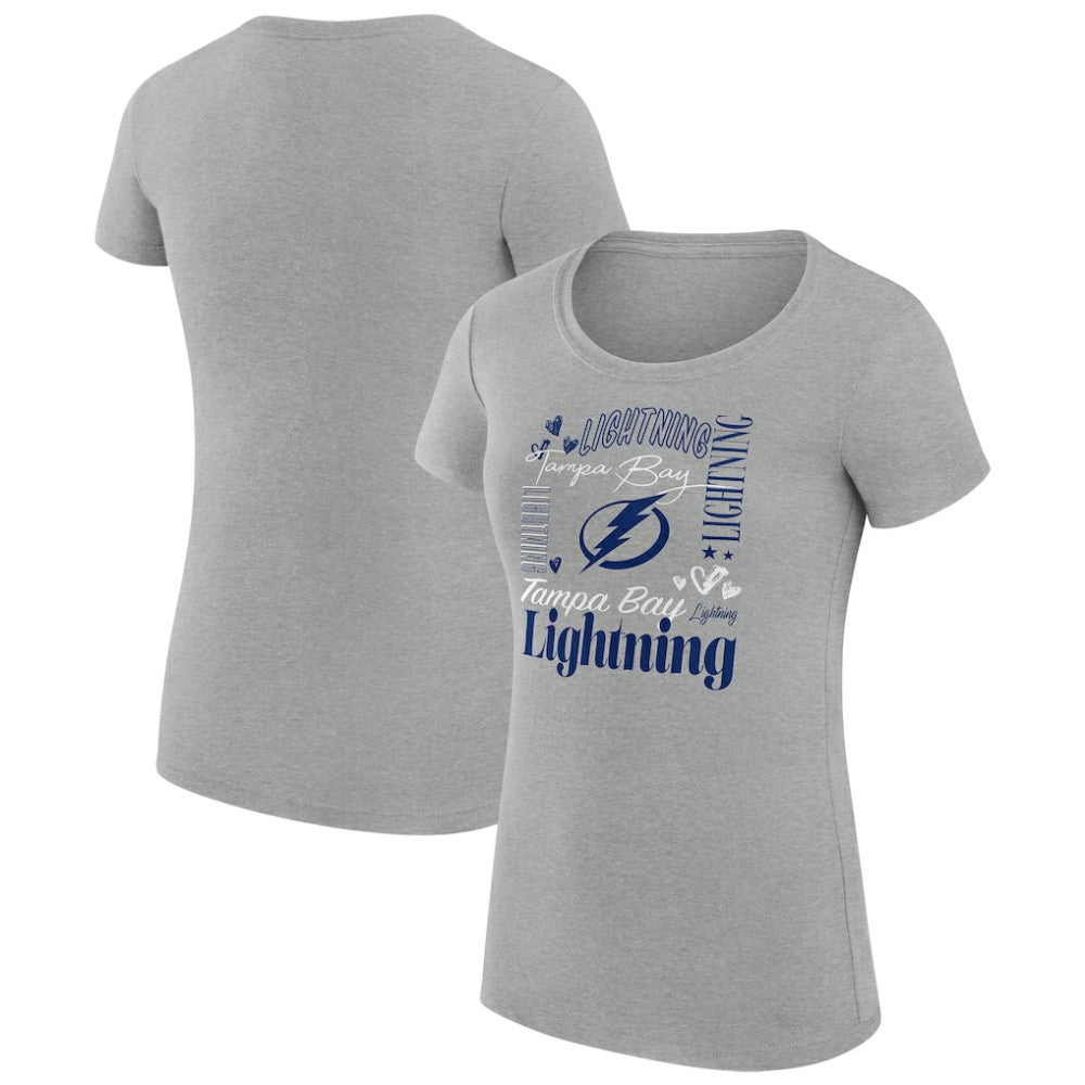 NHL Tampa Bay Lightning G-III 4Her by Carl Banks Women's Super-Slim Fit Lightweight Collage Team Graphic T-Shirt - Heather Gray