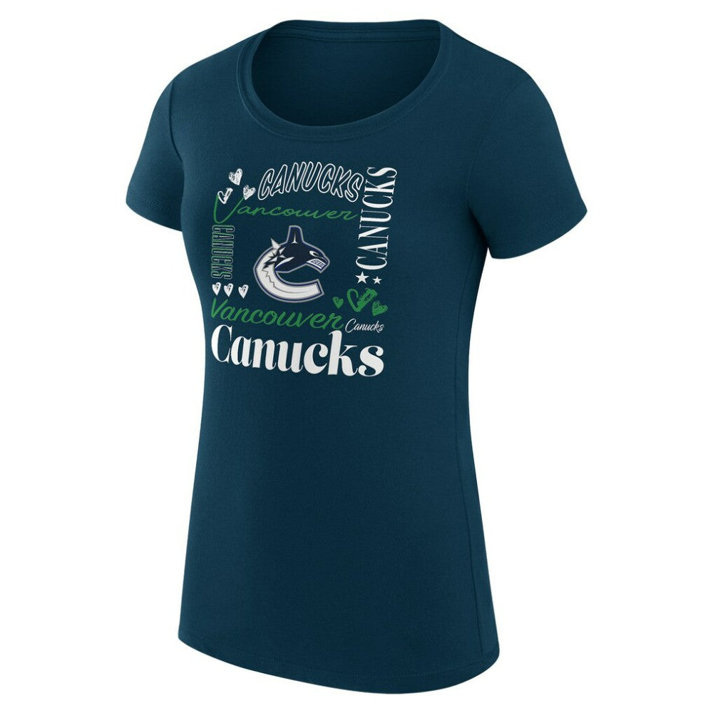 NHL Vancouver Canucks G-III 4Her by Carl Banks Women's Super-Slim Fit Lightweight Collage Team Graphic T-Shirt - Navy