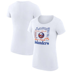 NHL New York Islanders G-III 4Her by Carl Banks Women's Super-Slim Fit Lightweight Collage Team Graphic T-Shirt - White