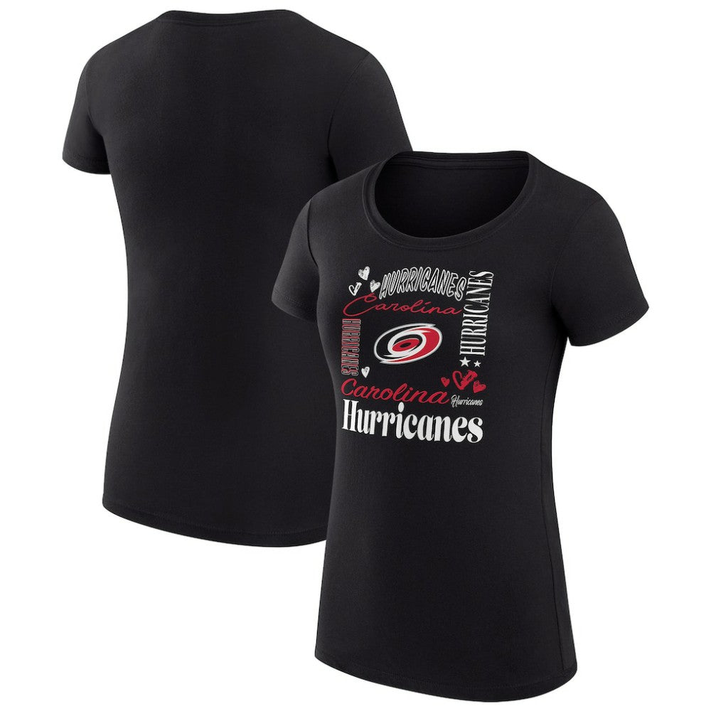 NHL Carolina Hurricanes G-III 4Her by Carl Banks Women's Super-Slim Fit Lightweight Collage Team Graphic T-Shirt - Black