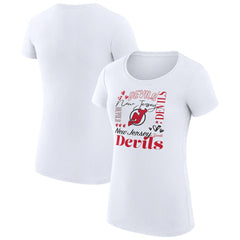 NHL New Jersey Devils G-III 4Her by Carl Banks Women's Super-Slim Fit Lightweight Collage Team Graphic T-Shirt - White