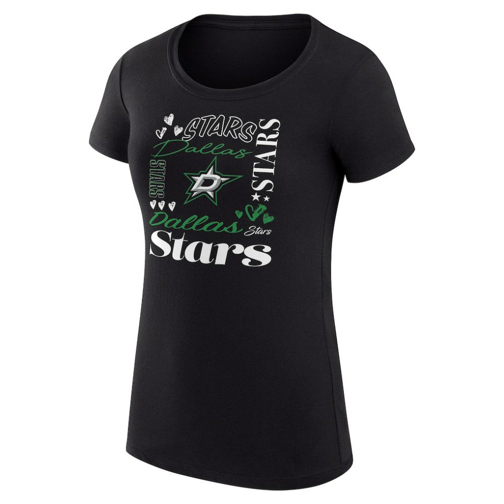 NHL Dallas Stars G-III 4Her by Carl Banks Women's Super-Slim Fit Lightweight Collage Team Graphic T-Shirt - Black