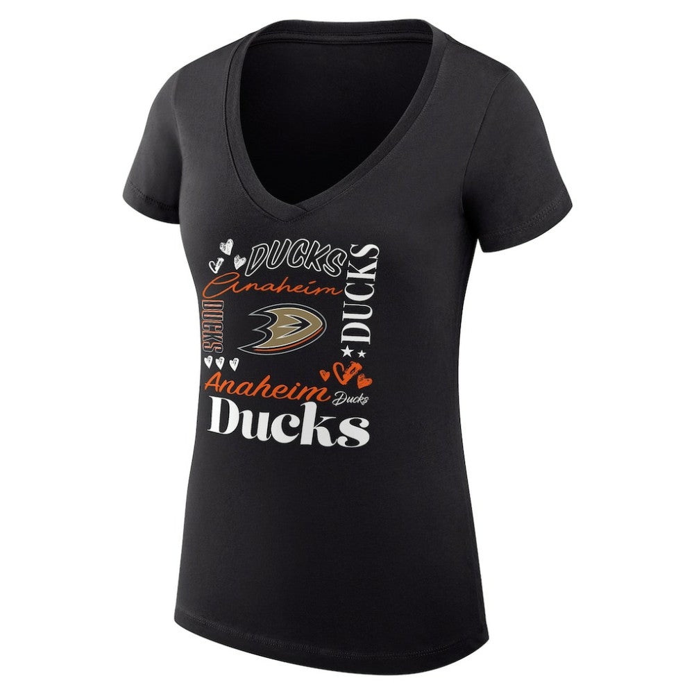NHL Anaheim Ducks G-III 4Her by Carl Banks Women's Super-Slim Fit Lightweight Collage Team Graphic T-Shirt - Black