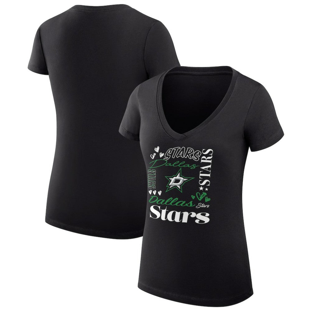 NHL Dallas Stars G-III 4Her by Carl Banks Women's Super-Slim Fit Lightweight Collage Team Graphic T-Shirt - Black
