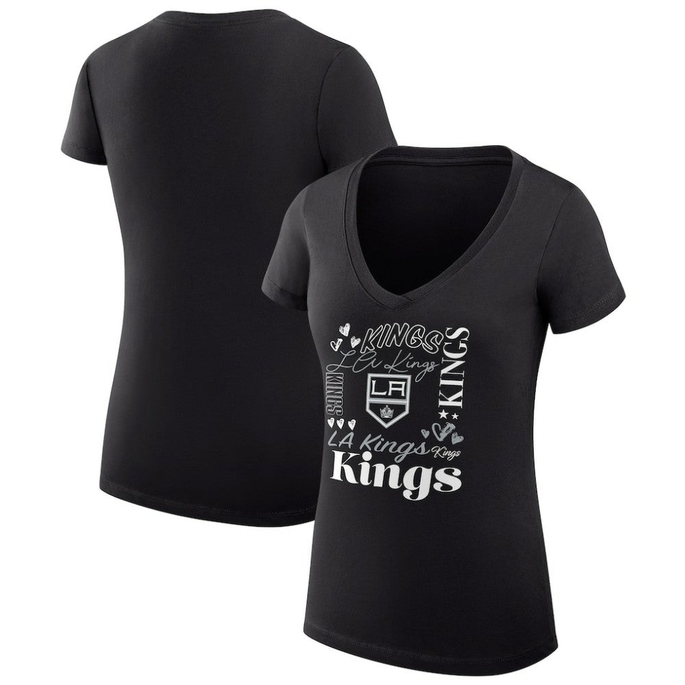 NHL Los Angeles Kings G-III 4Her by Carl Banks Women's Super-Slim Fit Lightweight Collage Team Graphic T-Shirt - Black