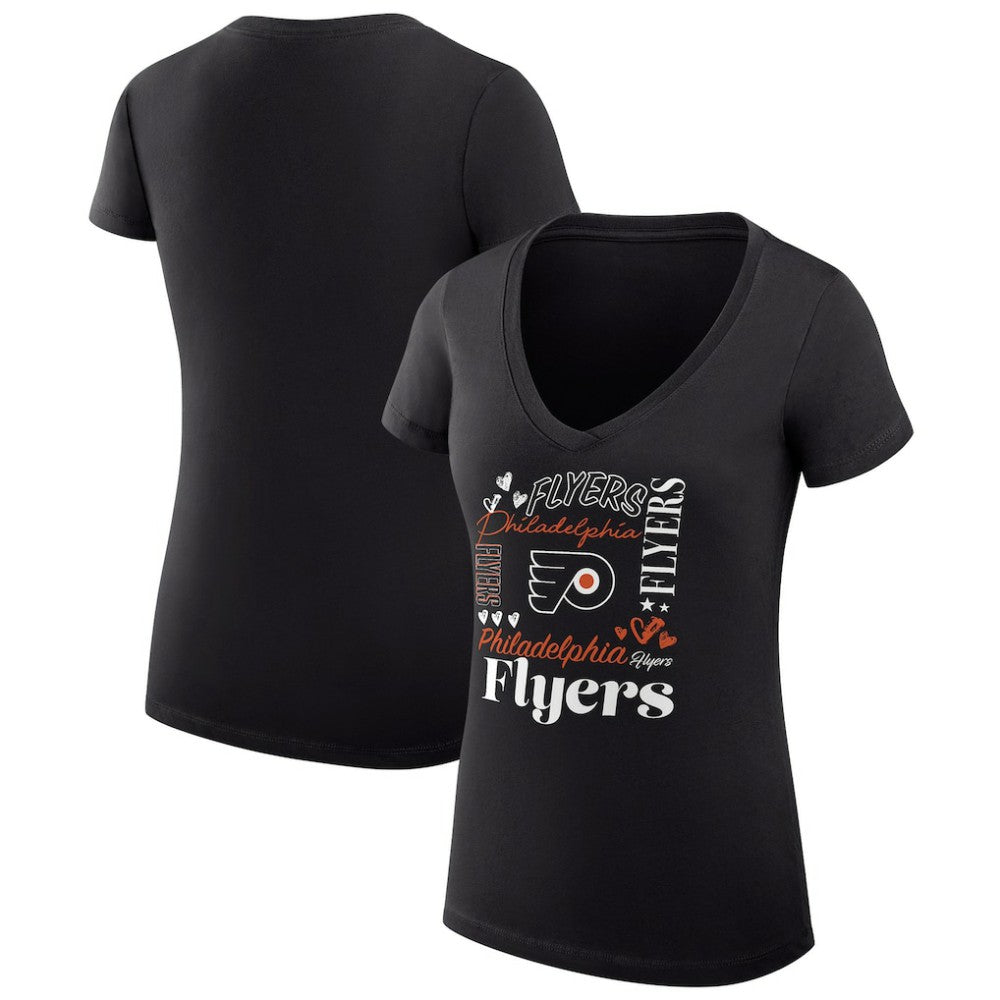NHL Philadelphia Flyers G-III 4Her by Carl Banks Women's Super-Slim Fit Lightweight Collage Team Graphic T-Shirt - Black