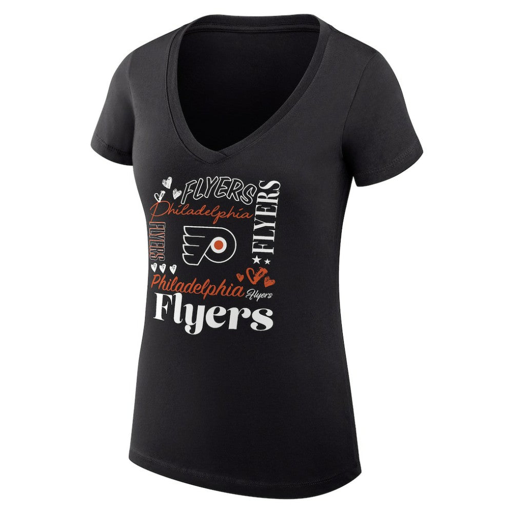 NHL Philadelphia Flyers G-III 4Her by Carl Banks Women's Super-Slim Fit Lightweight Collage Team Graphic T-Shirt - Black