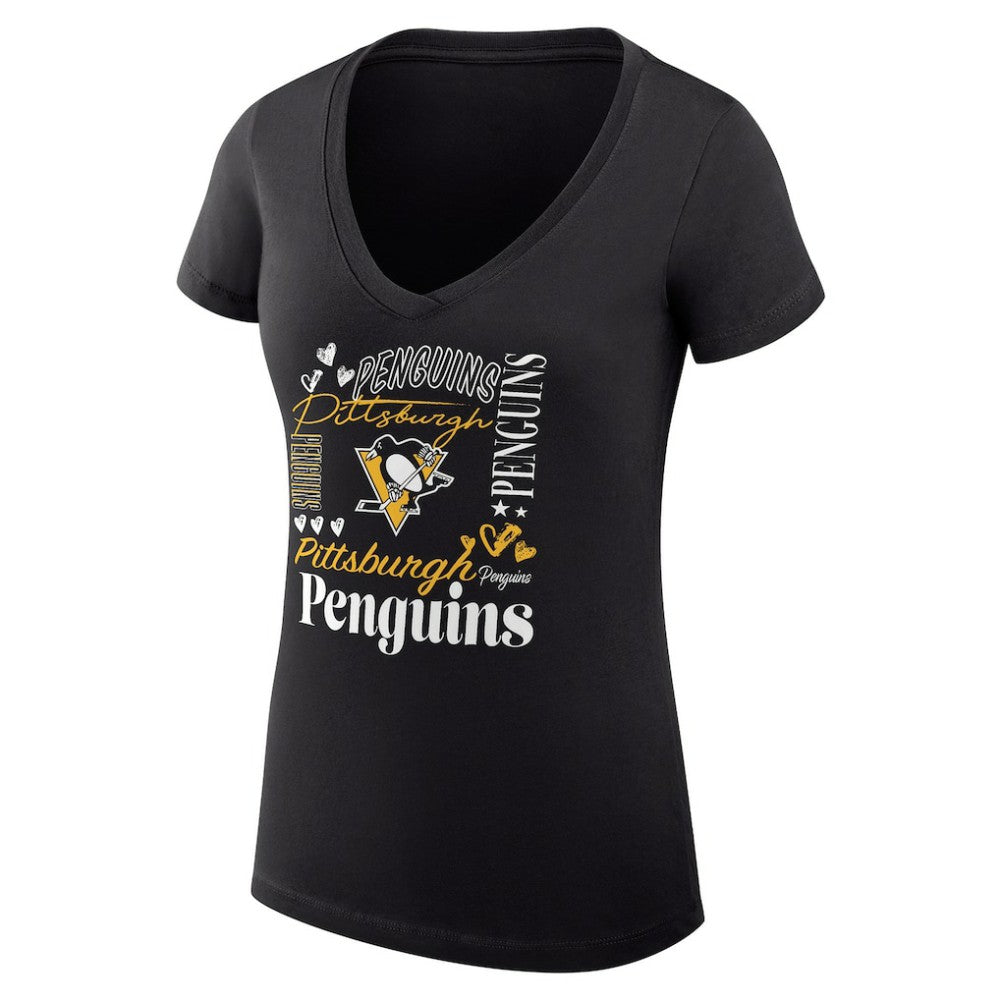 NHL Pittsburgh Penguins G-III 4Her by Carl Banks Women's Super-Slim Fit Lightweight Collage Team Graphic T-Shirt - Black