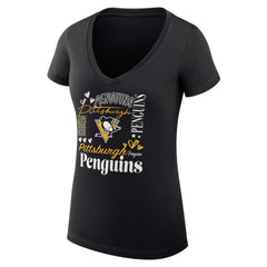 NHL Pittsburgh Penguins G-III 4Her by Carl Banks Women's Super-Slim Fit Lightweight Collage Team Graphic T-Shirt - Black