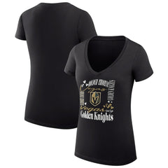 NHL Vegas Golden Knights G-III 4Her by Carl Banks Women's Super-Slim Fit Lightweight Collage Team Graphic T-Shirt - Black