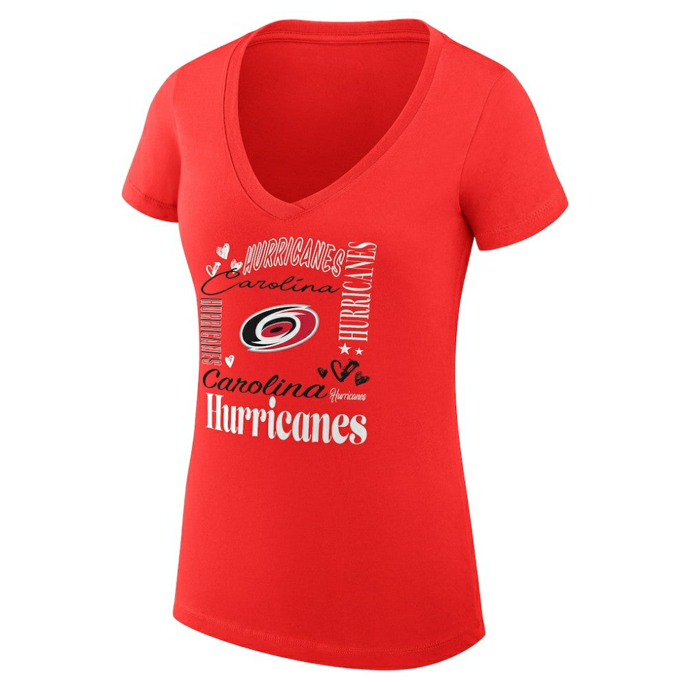 NHL Carolina Hurricanes G-III 4Her by Carl Banks Women's Super-Slim Fit Lightweight Collage Team Graphic T-Shirt - Red