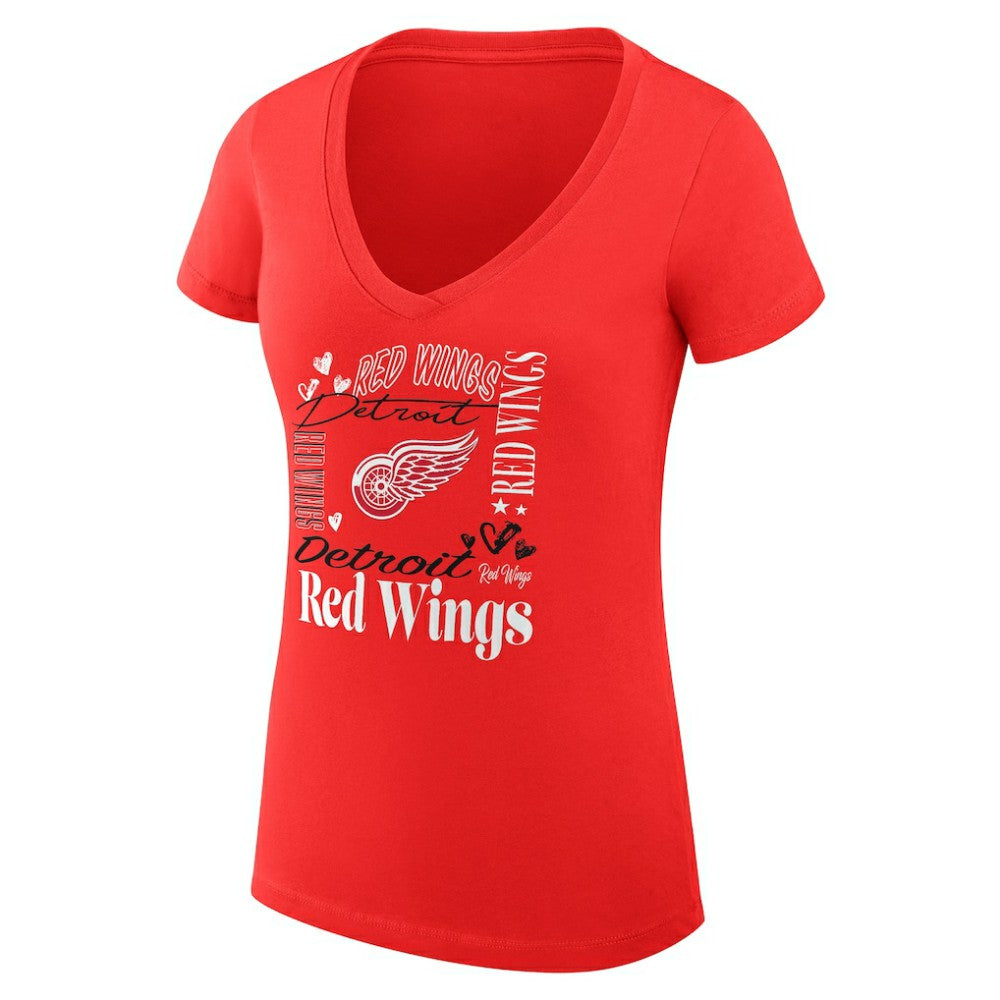 NHL Detroit Red Wings G-III 4Her by Carl Banks Women's Super-Slim Fit Lightweight Collage Team Graphic T-Shirt - Red