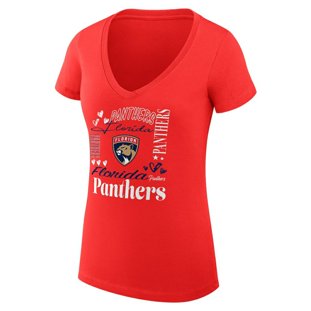 NHL Florida Panthers G-III 4Her by Carl Banks Women's Super-Slim Fit Lightweight Collage Team Graphic T-Shirt - Red