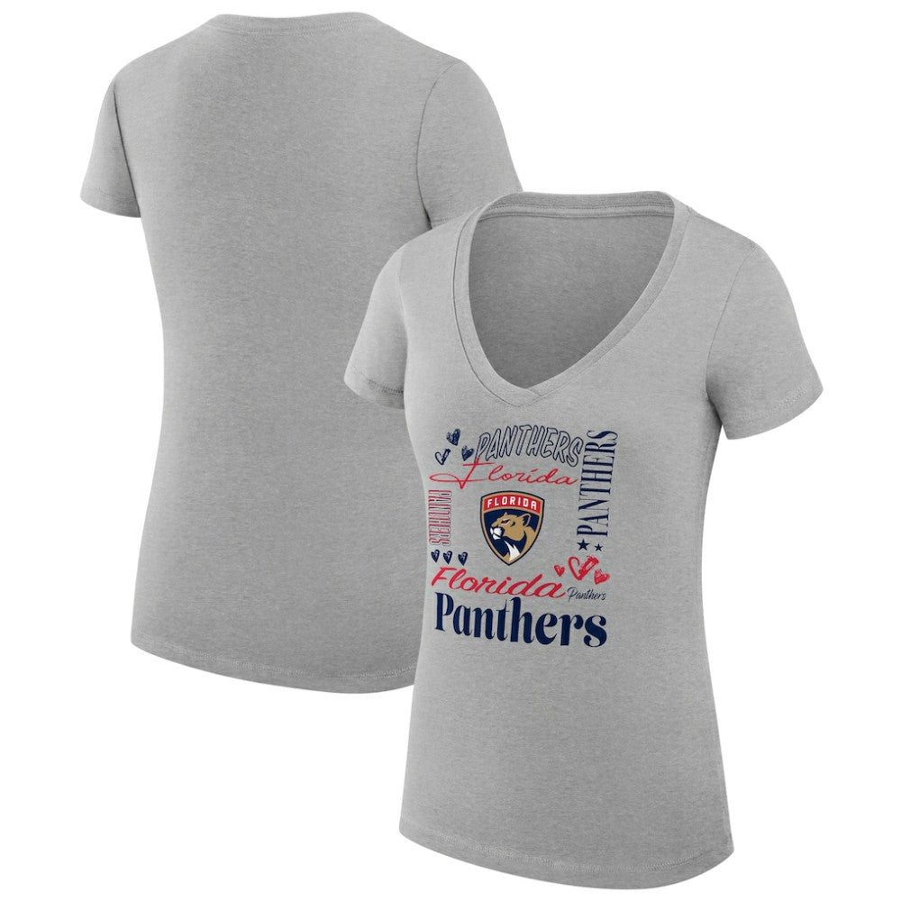 NHL Florida Panthers G-III 4Her by Carl Banks Women's Super-Slim Fit Lightweight Collage Team Graphic T-Shirt - Heather Gray