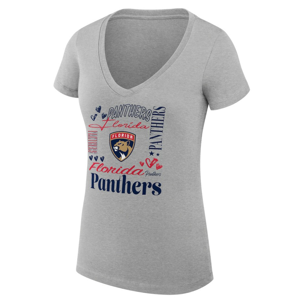 NHL Florida Panthers G-III 4Her by Carl Banks Women's Super-Slim Fit Lightweight Collage Team Graphic T-Shirt - Heather Gray