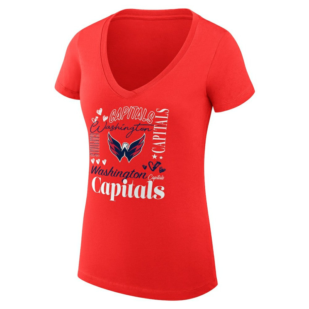 NHL Washington Capitals G-III 4Her by Carl Banks Women's Super-Slim Fit Lightweight Collage Team Graphic T-Shirt - Red