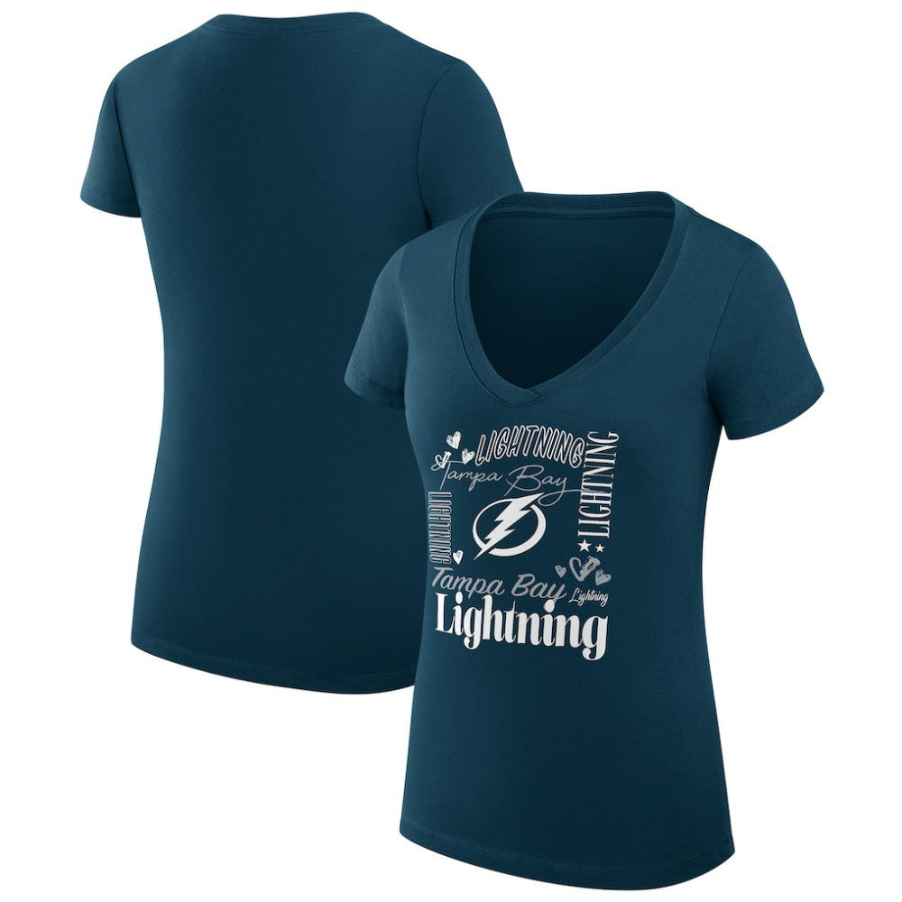 NHL Tampa Bay Lightning G-III 4Her by Carl Banks Women's Super-Slim Fit Lightweight Collage Team Graphic T-Shirt - Blue
