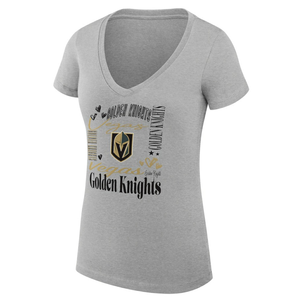 NHL Vegas Golden Knights G-III 4Her by Carl Banks Women's Super-Slim Fit Lightweight Collage Team Graphic T-Shirt - Heather Gray