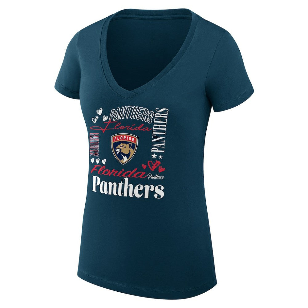 NHL Florida Panthers G-III 4Her by Carl Banks Women's Super-Slim Fit Lightweight Collage Team Graphic T-Shirt - Navy