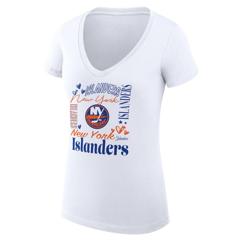 NHL New York Islanders G-III 4Her by Carl Banks Women's Super-Slim Fit Lightweight Collage Team Graphic T-Shirt - White