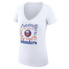 NHL New York Islanders G-III 4Her by Carl Banks Women's Super-Slim Fit Lightweight Collage Team Graphic T-Shirt - White