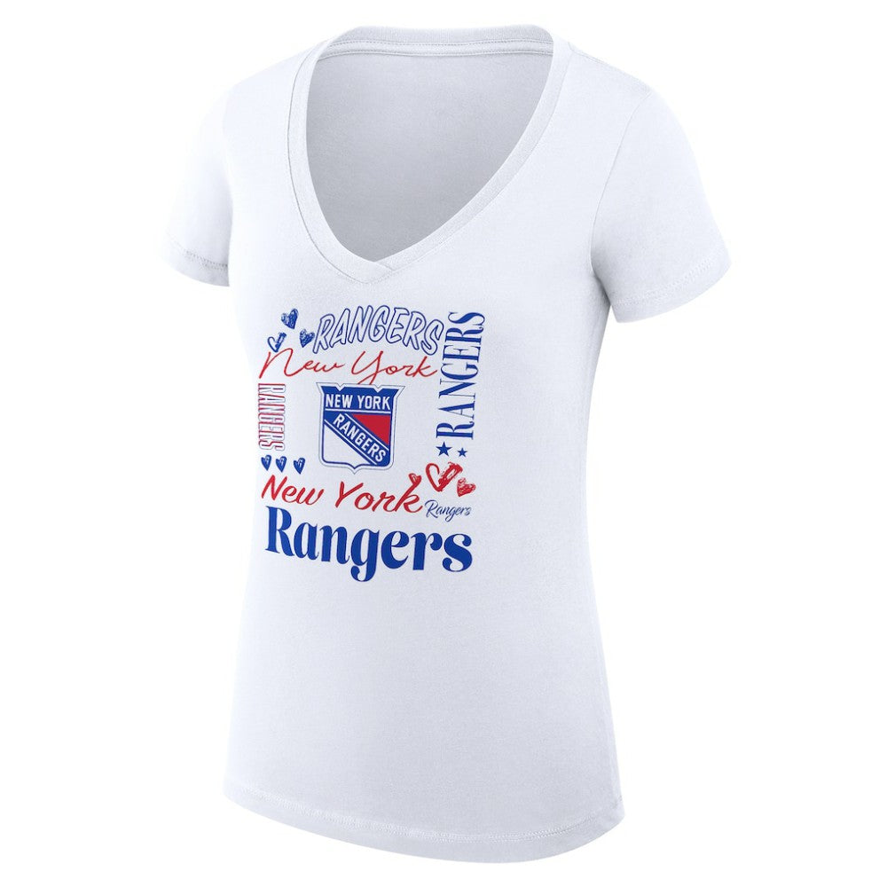 NHL New York Rangers G-III 4Her by Carl Banks Women's Super-Slim Fit Lightweight Collage Team Graphic T-Shirt - White