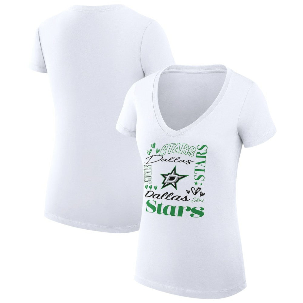 NHL Dallas Stars G-III 4Her by Carl Banks Women's Super-Slim Fit Lightweight Collage Team Graphic T-Shirt - White