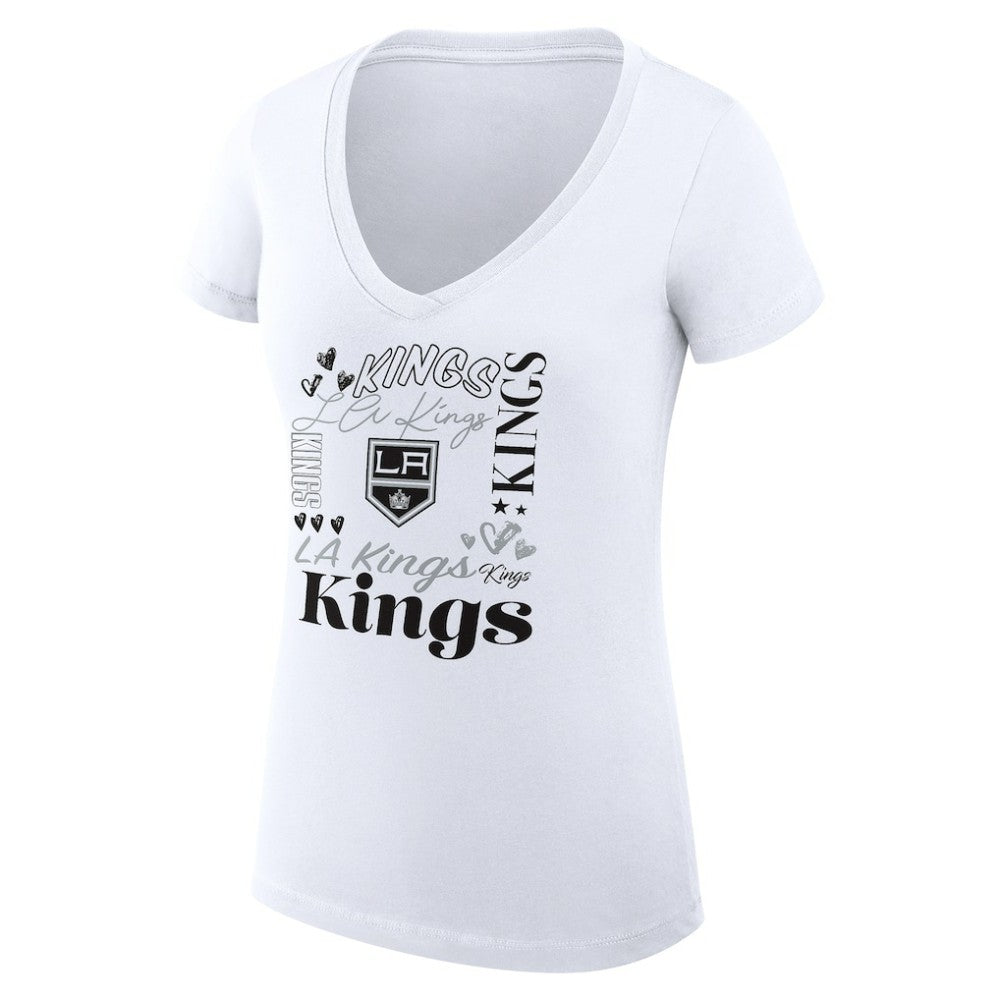 NHL Los Angeles Kings G-III 4Her by Carl Banks Women's Super-Slim Fit Lightweight Collage Team Graphic T-Shirt - White