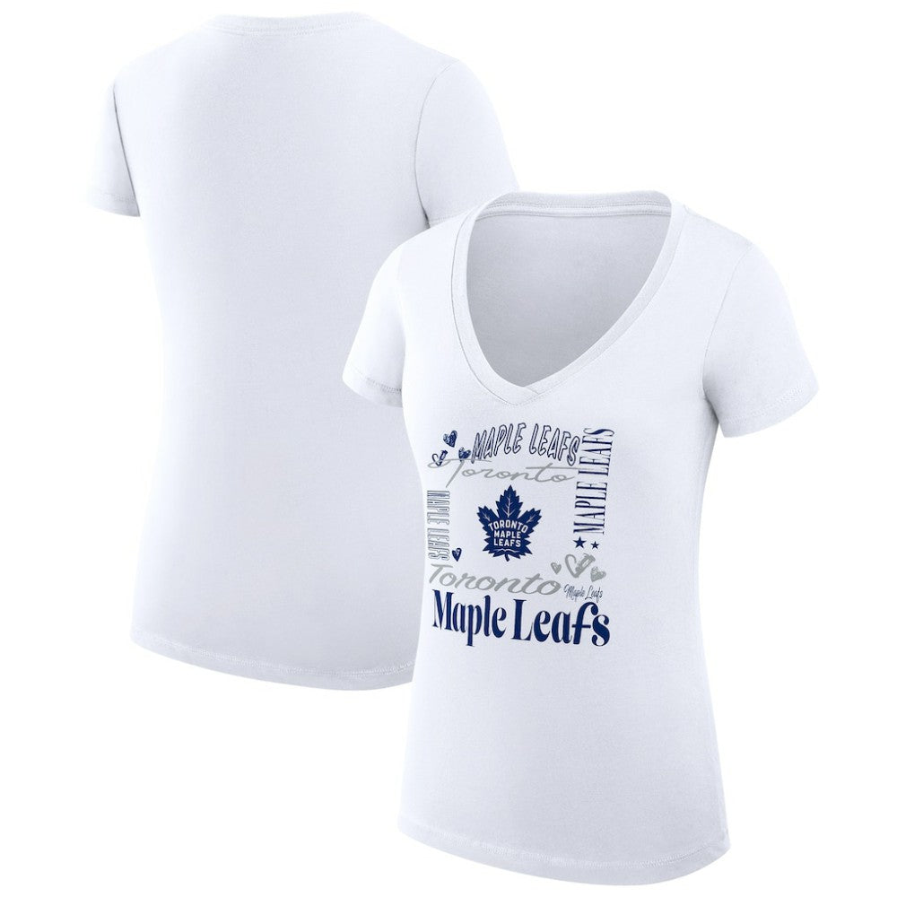 NHL Toronto Maple Leafs G-III 4Her by Carl Banks Women's Super-Slim Fit Lightweight Collage Team Graphic T-Shirt - White