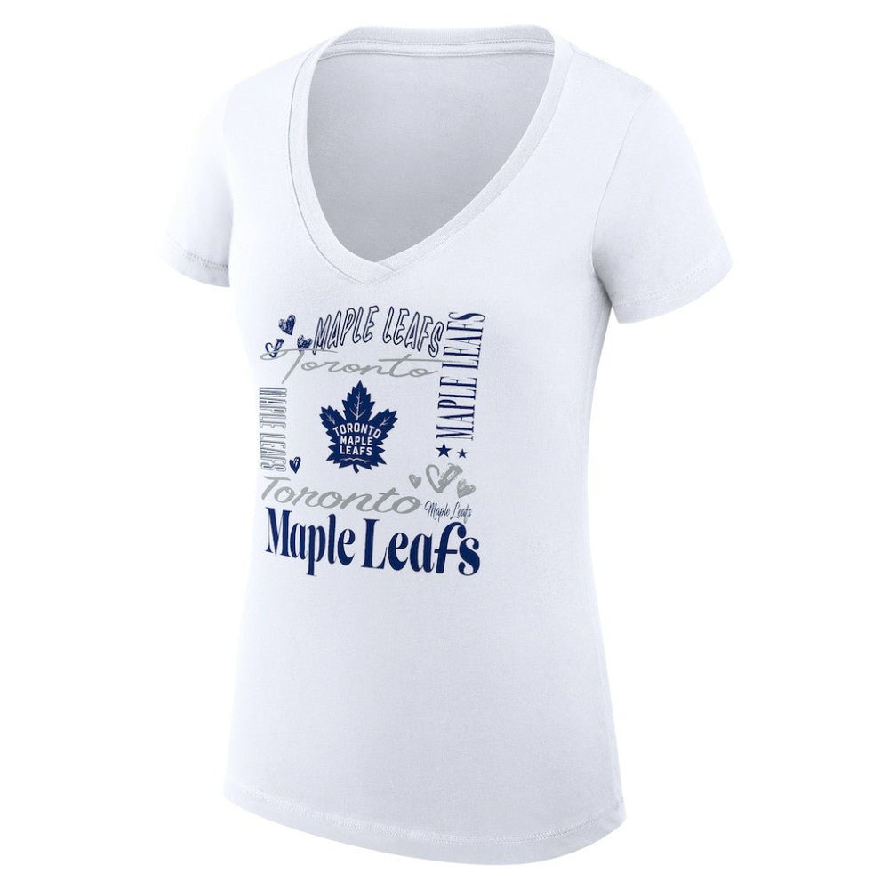NHL Toronto Maple Leafs G-III 4Her by Carl Banks Women's Super-Slim Fit Lightweight Collage Team Graphic T-Shirt - White