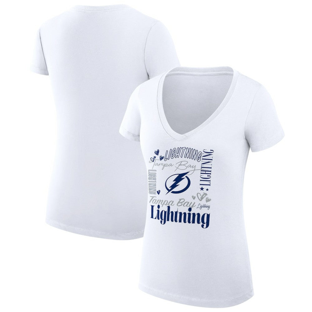 NHL Tampa Bay Lightning G-III 4Her by Carl Banks Women's Super-Slim Fit Lightweight Collage Team Graphic T-Shirt - White