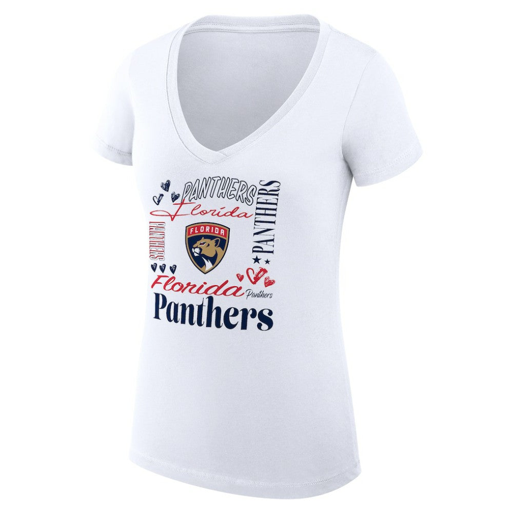 NHL Florida Panthers G-III 4Her by Carl Banks Women's Super-Slim Fit Lightweight Collage Team Graphic T-Shirt - White