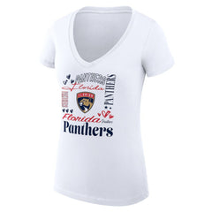 NHL Florida Panthers G-III 4Her by Carl Banks Women's Super-Slim Fit Lightweight Collage Team Graphic T-Shirt - White