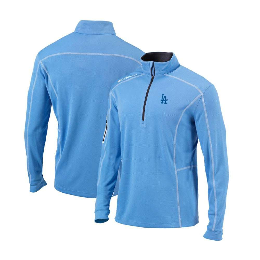Los Angeles Dodgers Columbia Cooperstown Collection Omni-Wick Shotgun Quarter-Zip Top - Light Blue Tops