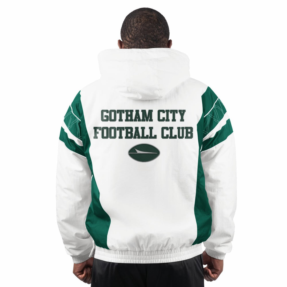 New York Jets Starter Gotham City Half-Zip Hoodie Jacket White