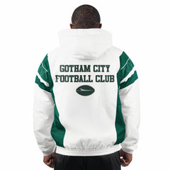 New York Jets Starter Gotham City Half-Zip Hoodie Jacket White