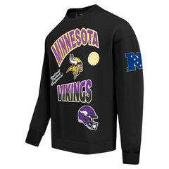 Minnesota Vikings Pro Standard Turn It Up Drop Shoulder Pullover Sweatshirt Black