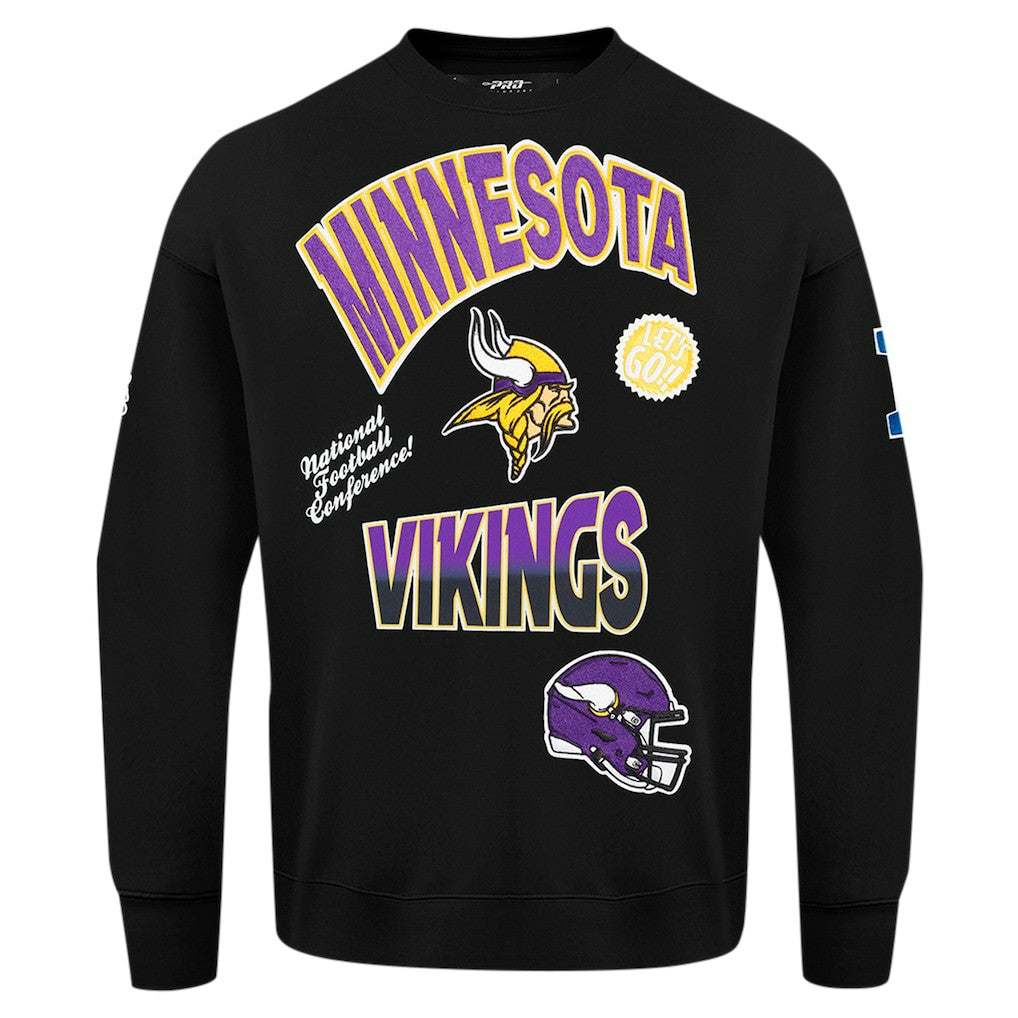 Minnesota Vikings Pro Standard Turn It Up Drop Shoulder Pullover Sweatshirt Black