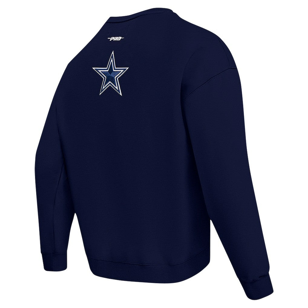 Dallas Cowboys Pro Standard Turn It Up Drop Shoulder Pullover Sweatshirt Navy