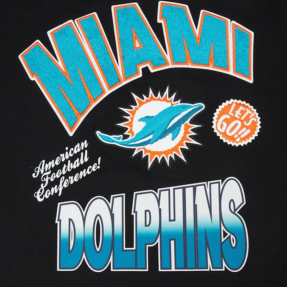 Miami Dolphins Pro Standard Turn It Up Drop Shoulder Pullover Sweatshirt Black