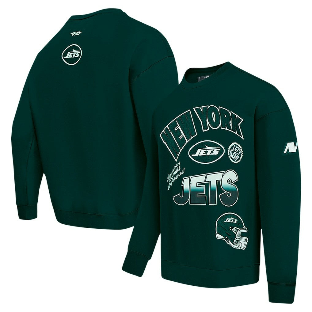 New York Jets Pro Standard Turn It Up Drop Shoulder Pullover Sweatshirt Green
