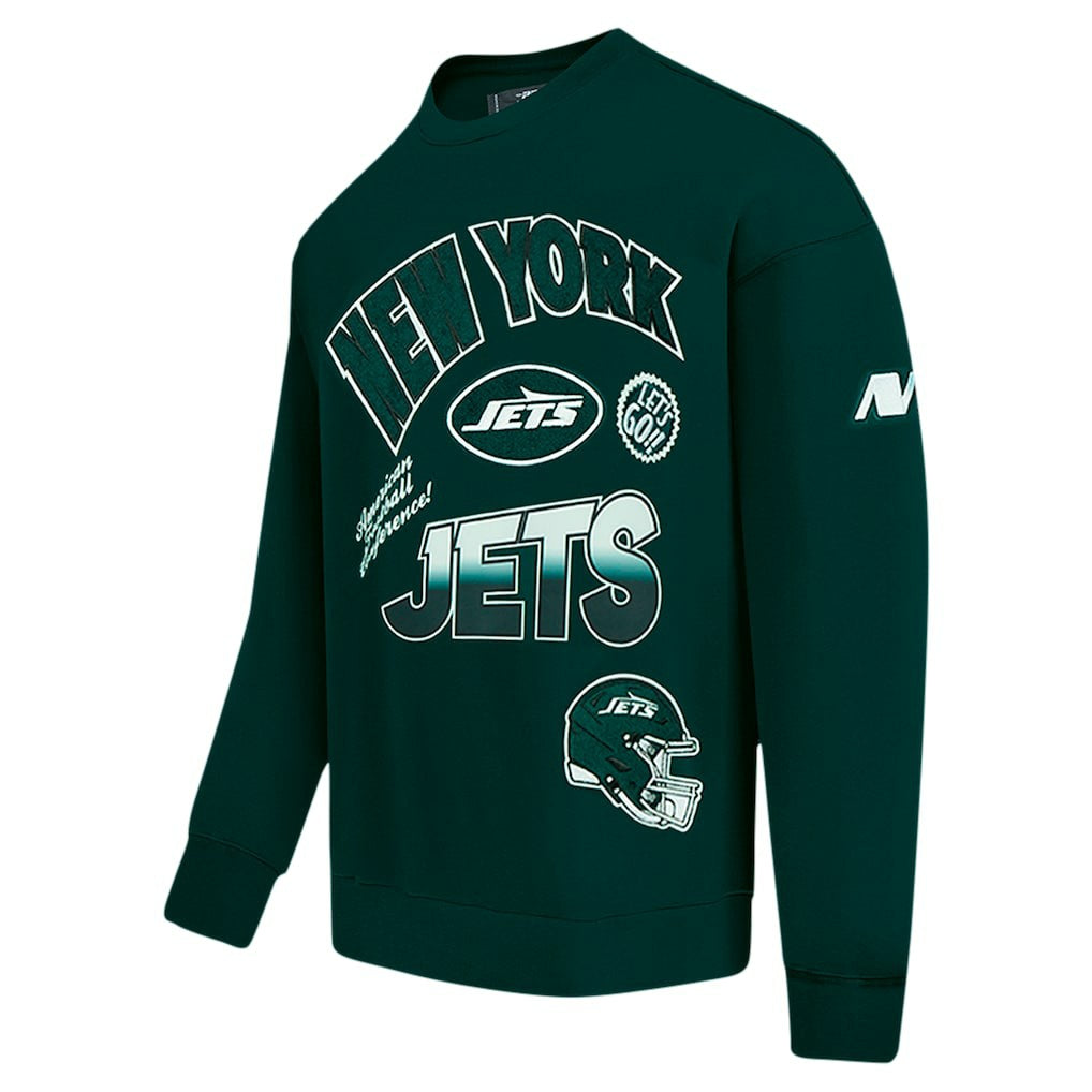 New York Jets Pro Standard Turn It Up Drop Shoulder Pullover Sweatshirt Green