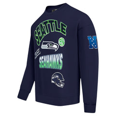 Seattle Seahawks Pro Standard Turn It Up Drop Shoulder Pullover Sweatshirt College Navy