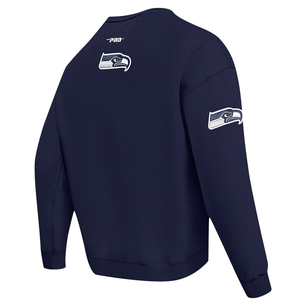 Seattle Seahawks Pro Standard Turn It Up Drop Shoulder Pullover Sweatshirt College Navy