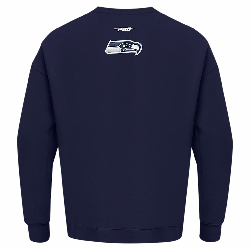 Seattle Seahawks Pro Standard Turn It Up Drop Shoulder Pullover Sweatshirt College Navy