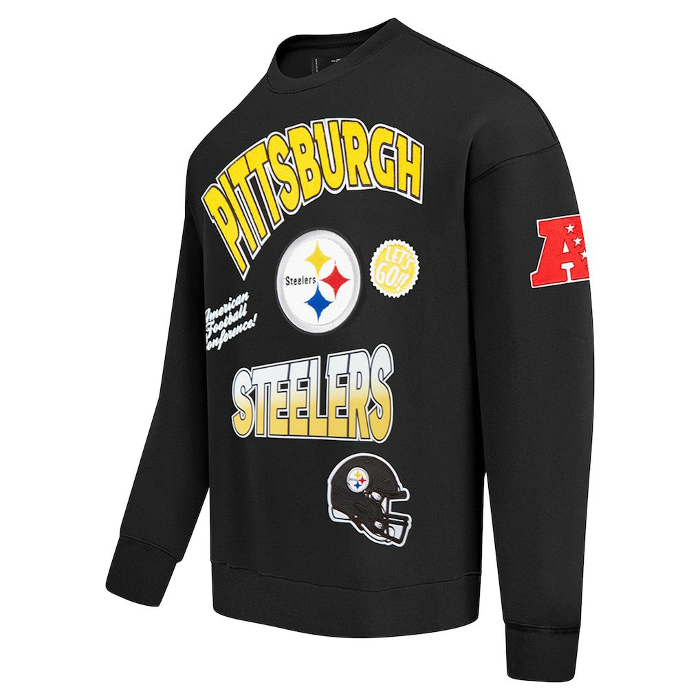 Pittsburgh Steelers Pro Standard Turn It Up Drop Shoulder Pullover Sweatshirt Black
