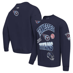 Tennessee Titans Pro Standard Turn It Up Drop Shoulder Pullover Sweatshirt Navy