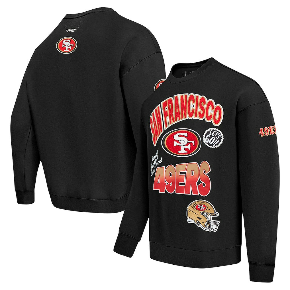 San Francisco 49ers Pro Standard Turn It Up Drop Shoulder Pullover Sweatshirt Black