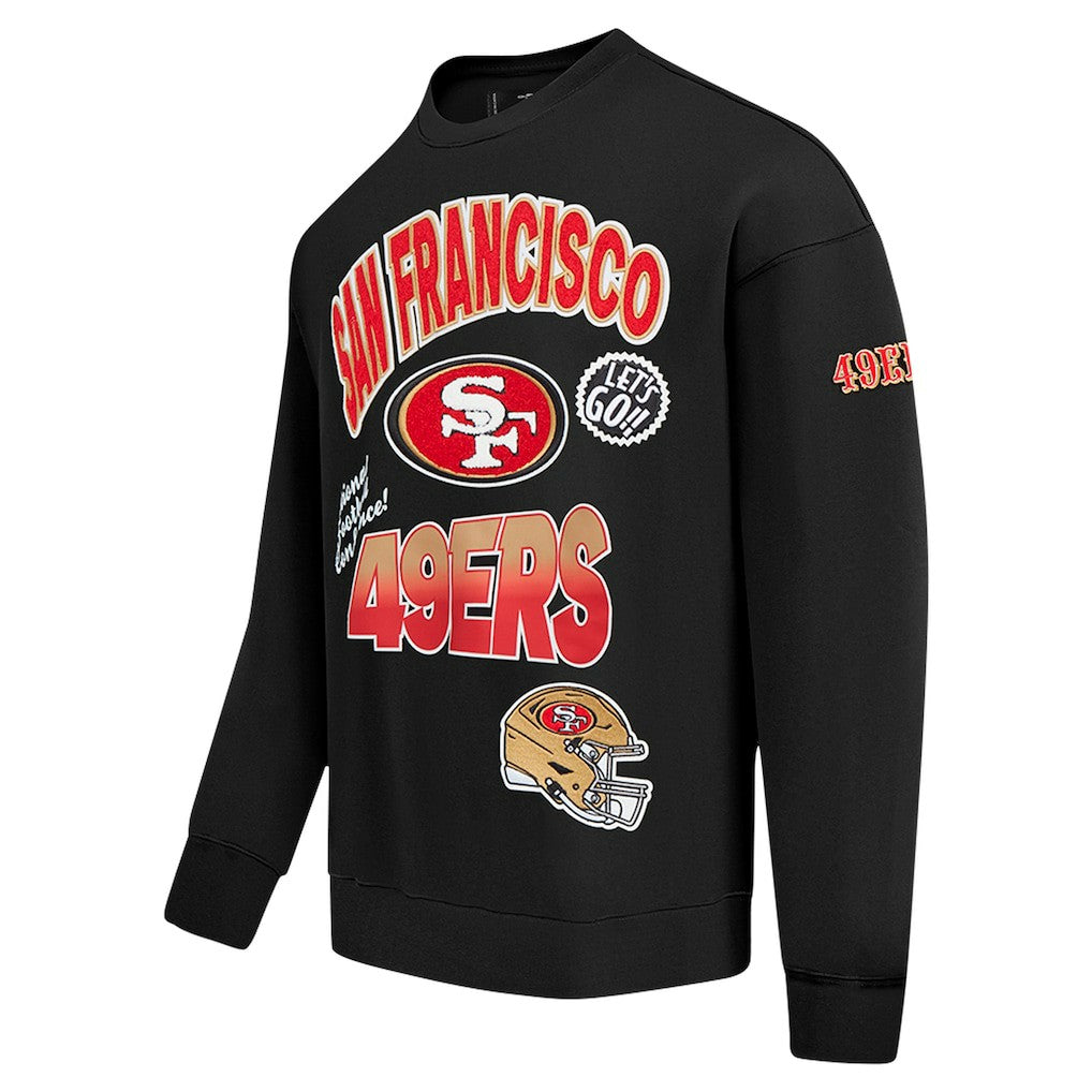San Francisco 49ers Pro Standard Turn It Up Drop Shoulder Pullover Sweatshirt Black