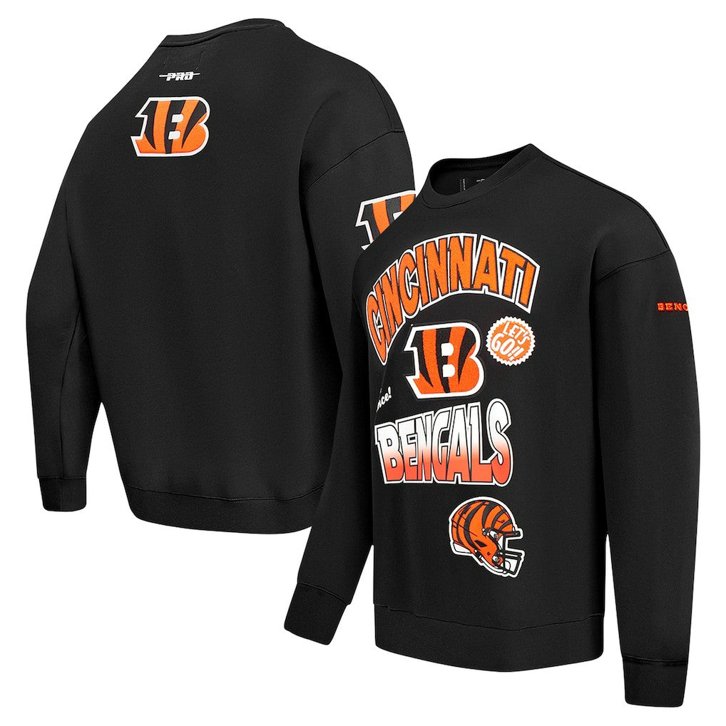 Cincinnati Bengals Pro Standard Turn It Up Drop Shoulder Pullover Sweatshirt Black